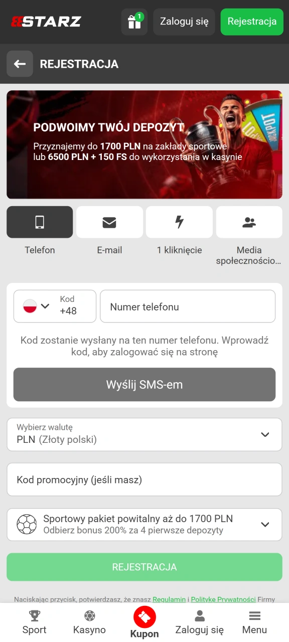 Załóż konto gracza na oficjalnej stronie 888starz.