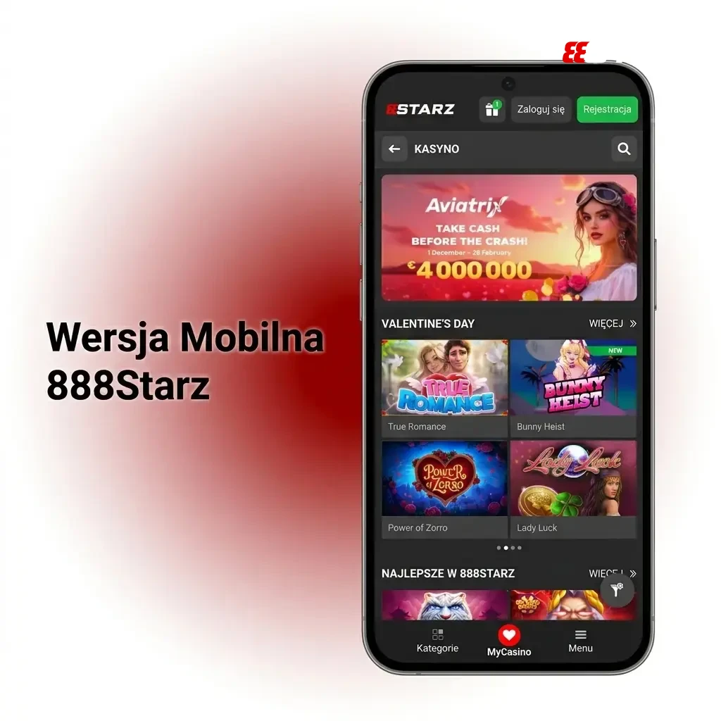 Mobilna wersja strony kasyna 888Starz dostępna w przeglądarce bez instalacji